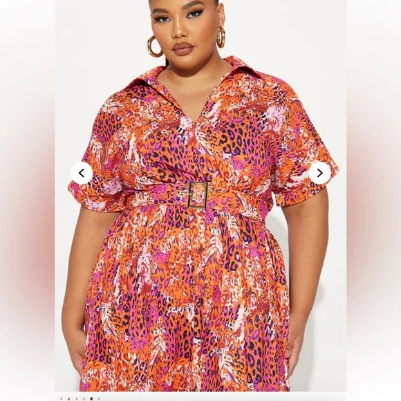 Rachel Collared Long Sleeve Maxi Dress - Brown/combo Size 3X - Picture 2 of 6